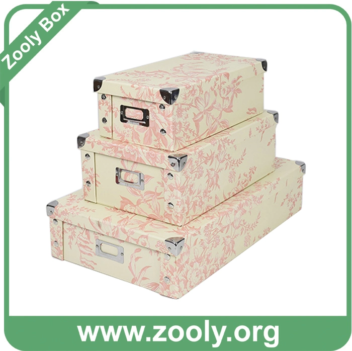 Printed Paper Foldable Storage Box with Metal Corner